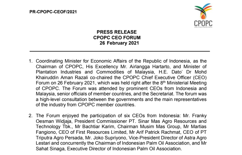 PRESS RELEASE: CPOPC CEO FORUM